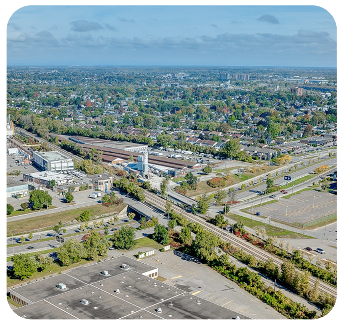 Photo aérienne de la ville de Laval - Zone de service pour l'internet haute vitesse Bravo Telecom